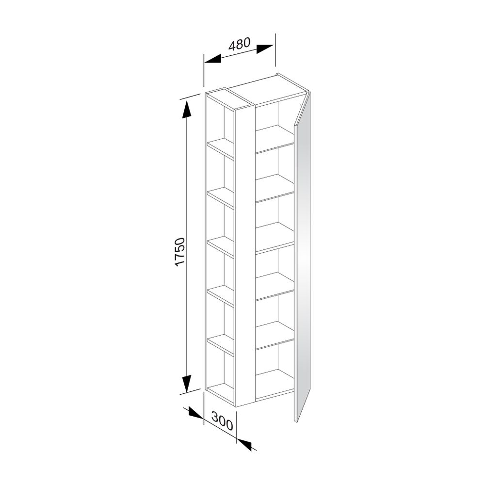 KEUCO Hochschrank X-Line 33131, Regal links weiß/Glas weiß, 480x1750x300mm... KEUCO-33131300002 4017214609604 (Abb. 2)