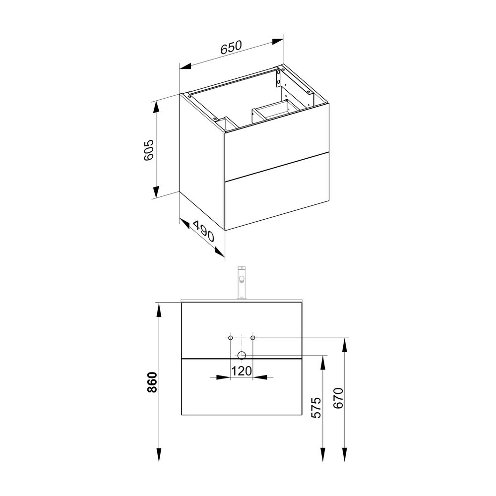 Keuco X-Line Waschtischunterschrank, 650x605x490mm, 2 Frontauszüge, Wandmontage oder... KEUCO-33153290000 4017214923311 (Abb. 4)
