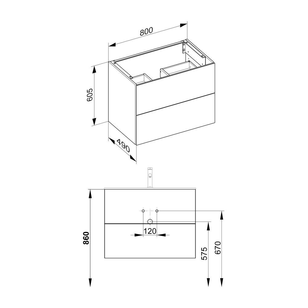 Keuco X-Line Waschtischunterschrank, 800x605x490mm, 2 Frontauszüge, Wandmontage oder... KEUCO-33163180000 4017214923359 (Abb. 4)