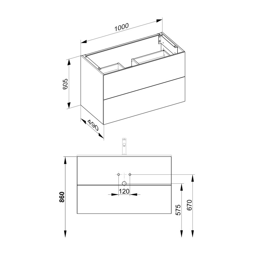 Keuco X-Line Waschtischunterschrank, 1000x605x490mm, 2 Frontauszüge, Wandmontage ode... KEUCO-33173300000 4017214923427 (Abb. 4)