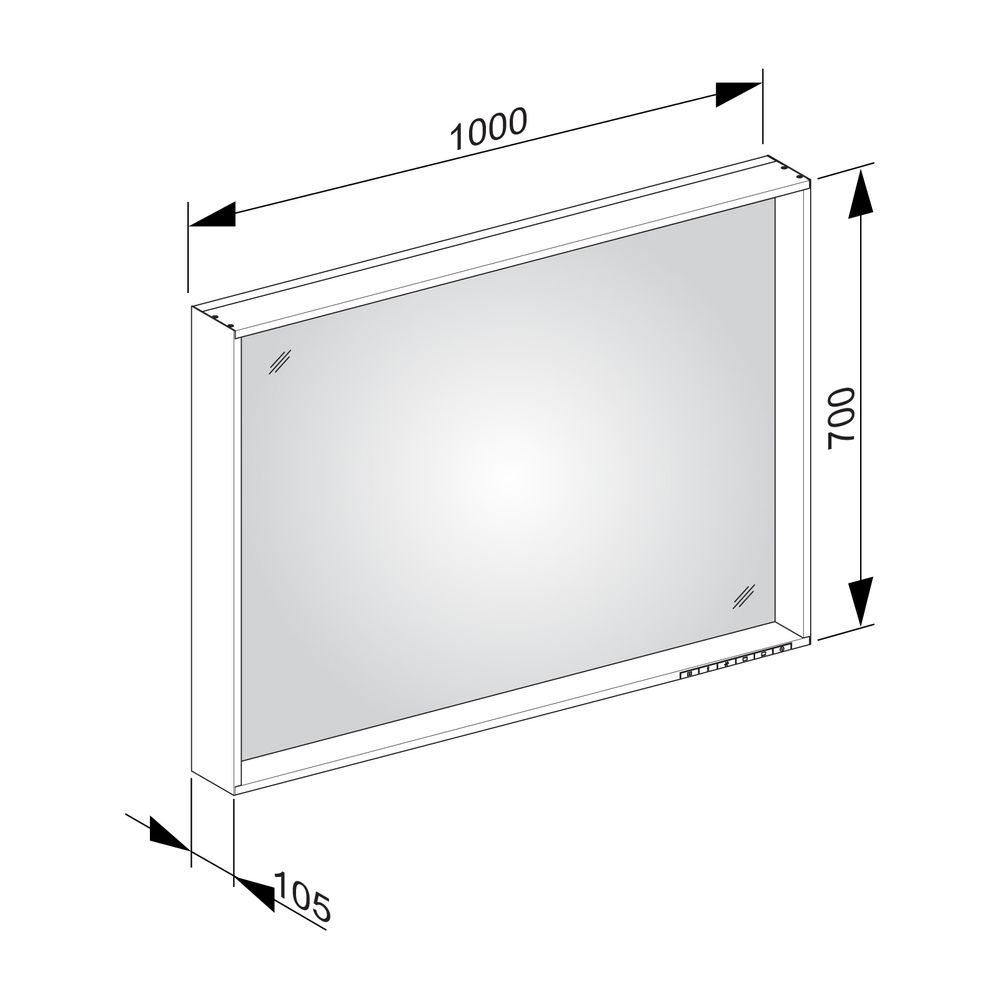 KEUCO Lichtspiegel X-Line 33298, DALI, mit Spiegelheizung, inox, 1000x700x105mm... KEUCO-33298293003 4017214696383 (Abb. 3)
