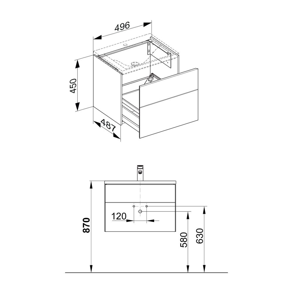 KEUCO Waschtischunterschrank Royal Reflex 34040, 1 Auszug, weiß/weiß, 496x450x487mm... KEUCO-34040210000 4017214584048 (Abb. 2)