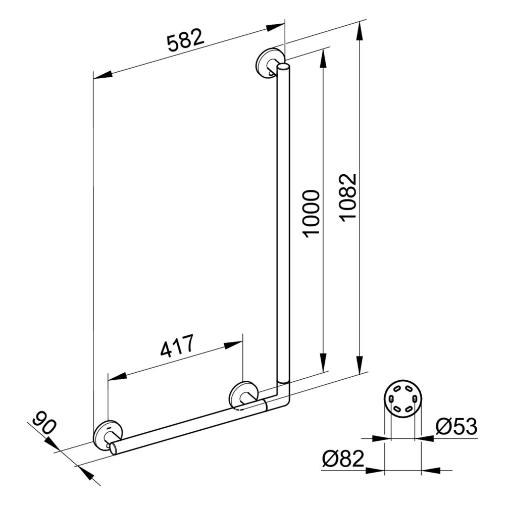 Keuco Plan Care Winkelgriff 90 Grad rechts/links, 582/1082, Silber eloxiert, 3490617... KEUCO-34906170510 4017214073566 (Abb. 2)
