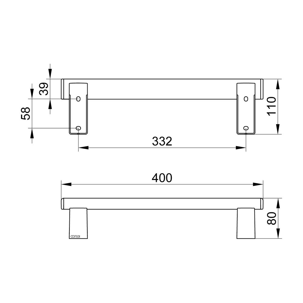 Keuco Axess Haltegriff 400mm, waagerechte Montage, mit 2x Befestigungsset 1, Silber ... KEUCO-35001170400 4017214902163 (Abb. 2)