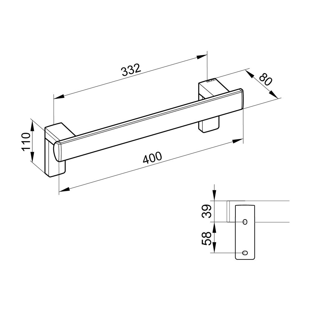 Keuco Axess Haltegriff 400mm, waagerechte Montage, mit 2x Befestigungsset 1, Silber ... KEUCO-35001170400 4017214902163 (Abb. 4)