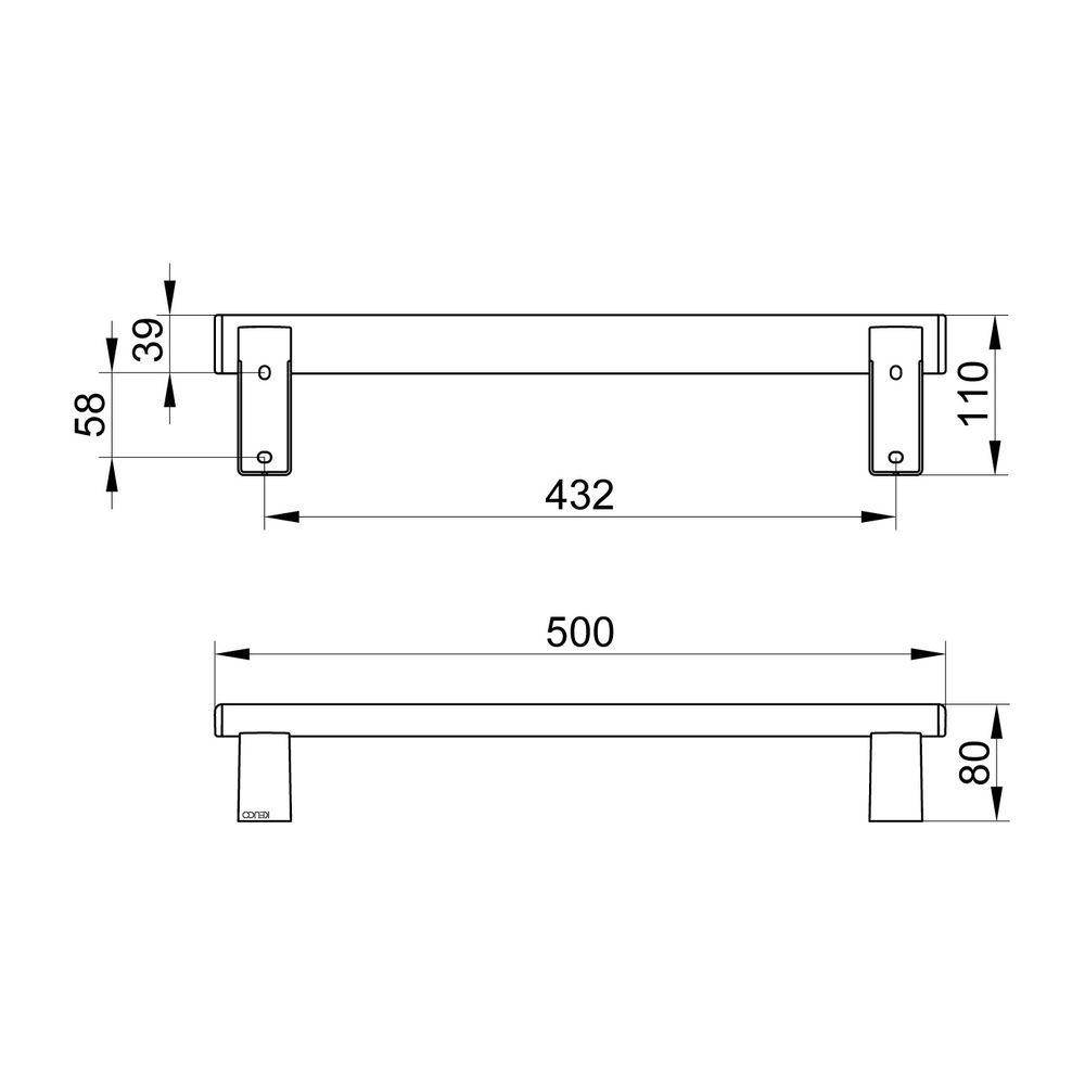Keuco Axess Haltegriff 500mm, waagerechte Montage, mit 2x Befestigungsset 1, Verchro... KEUCO-35001010500 4017214902101 (Abb. 2)