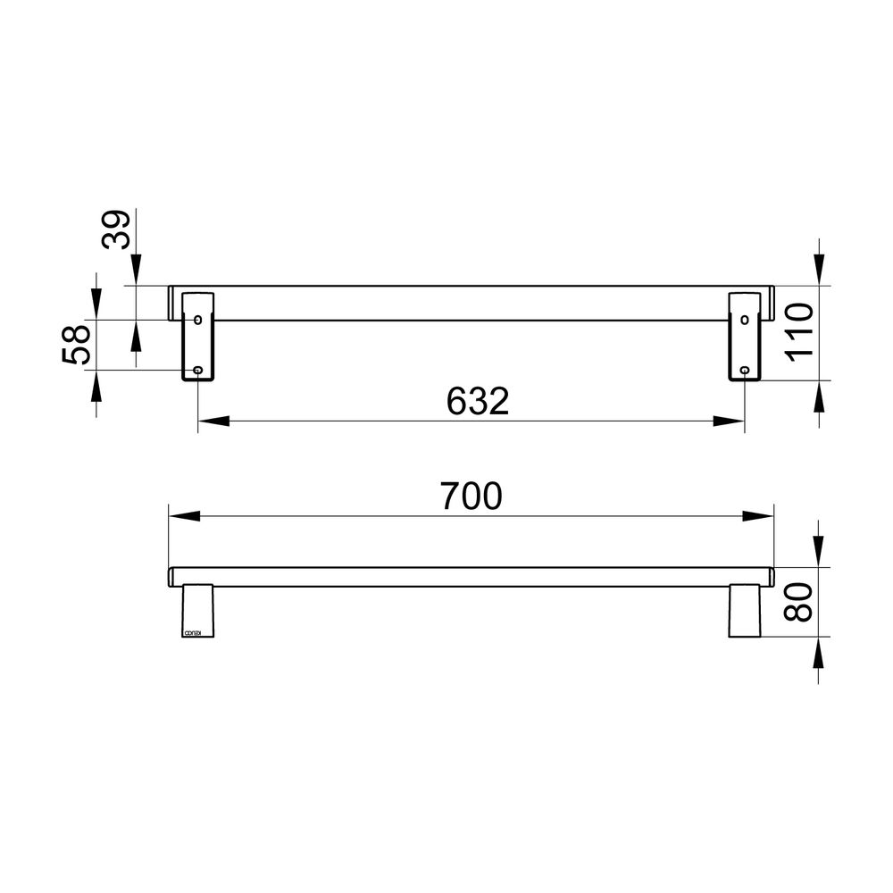 Keuco Axess Haltegriff 700mm, waagerechte Montage, mit 2x Befestigungsset 1, Silber ... KEUCO-35001170700 4017214902194 (Abb. 2)