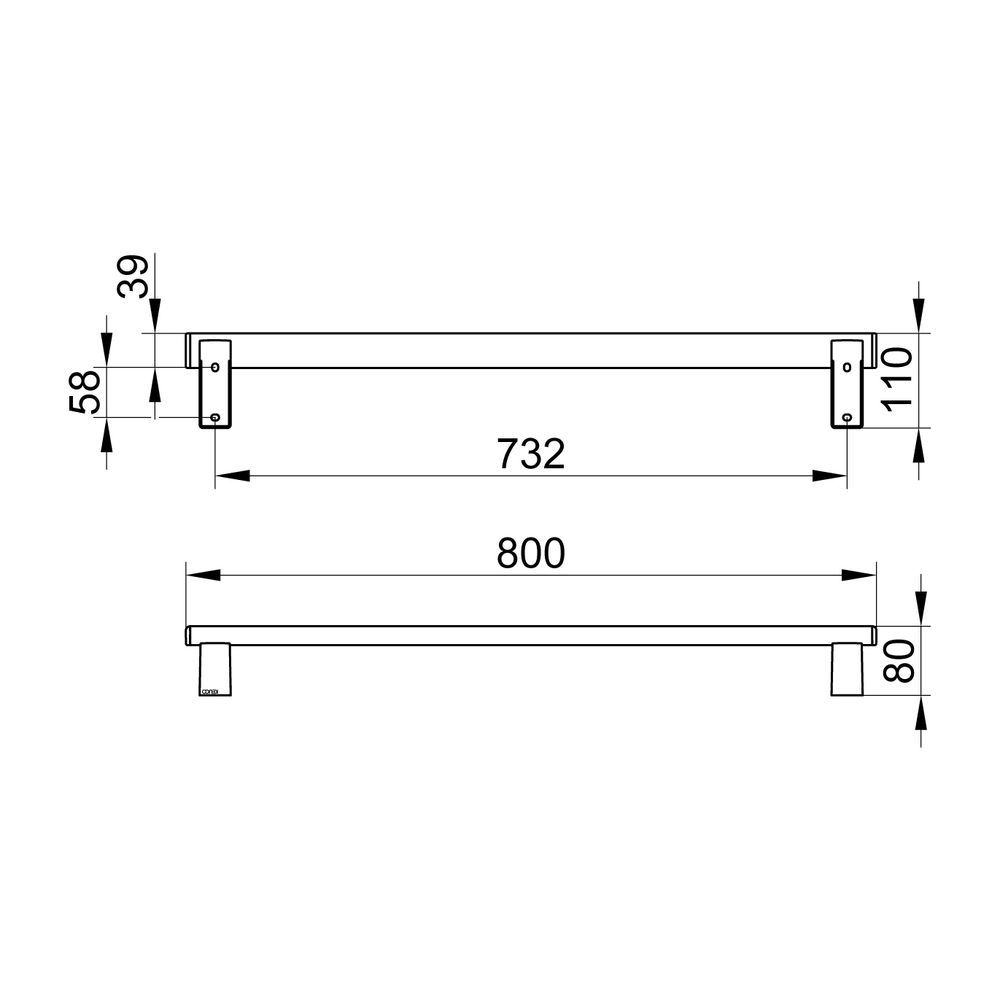 Keuco Axess Haltegriff 800mm, waagerechte Montage, mit 2x Befestigungsset 1, Silber ... KEUCO-35001170800 4017214902200 (Abb. 2)