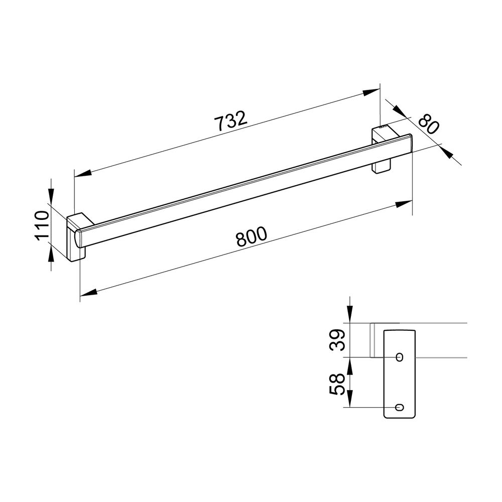 Keuco Axess Haltegriff 800mm, waagerechte Montage, mit 2x Befestigungsset 1, Silber ... KEUCO-35001170800 4017214902200 (Abb. 4)