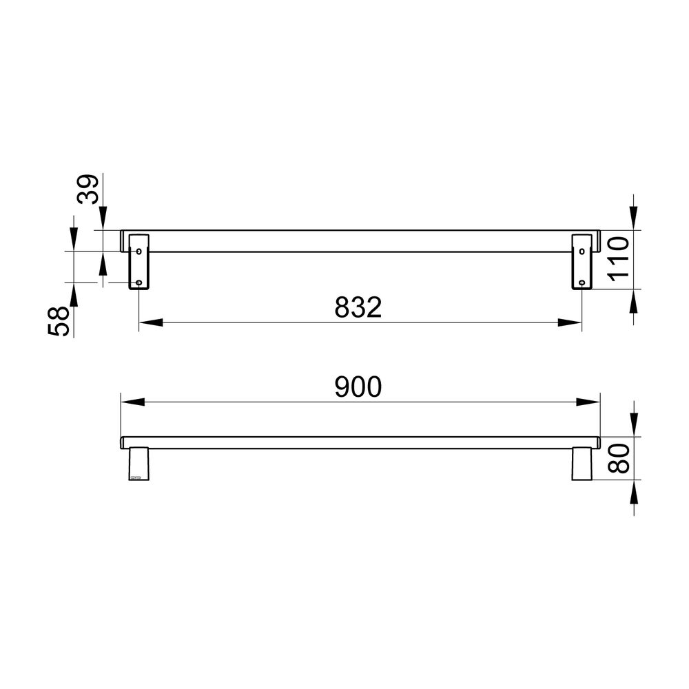 Keuco Axess Haltegriff 900mm, waagerechte Montage, mit 2x Befestigungsset 1, Verchro... KEUCO-35001010900 4017214902149 (Abb. 2)