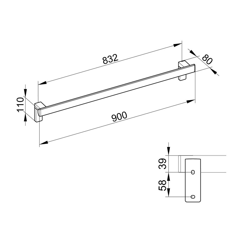 Keuco Axess Haltegriff 900mm, waagerechte Montage, mit 2x Befestigungsset 1, Verchro... KEUCO-35001010900 4017214902149 (Abb. 4)