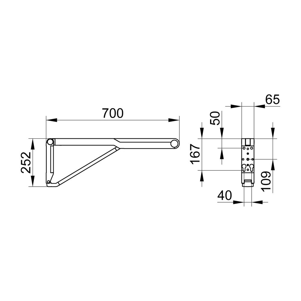 Keuco Axess Stützklappgriff WC, 700mm, Belastbarkeit 115kg, mit Absenkbremse, Auflag... KEUCO-35003010751 4017214904167 (Abb. 2)