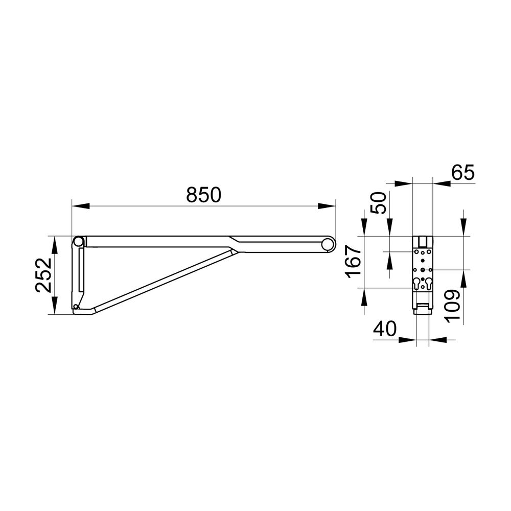 Keuco Axess Stützklappgriff WC, 850mm, Belastbarkeit 115kg, mit Absenkbremse, Auflag... KEUCO-35003170851 4017214904235 (Abb. 2)