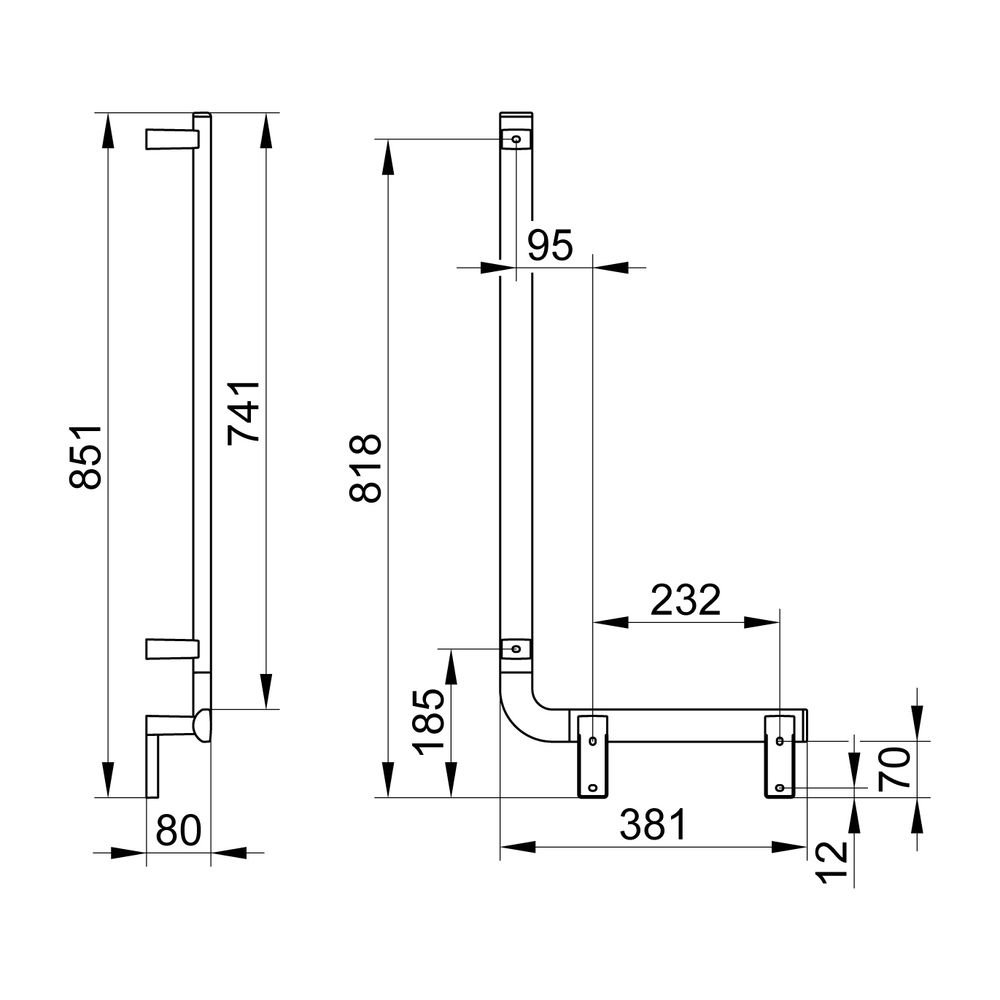 Keuco Axess Winkelgriff 90 Grad rechts, 400/800mm, mit 2x Befestigungsset 1, Verchro... KEUCO-35006010801 4017214902309 (Abb. 2)