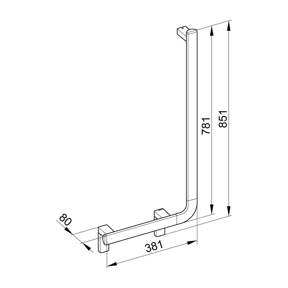 Keuco Axess Winkelgriff 90 Grad rechts, 400/800mm, mit 2x Befestigungsset 1, Verchro... KEUCO-35006010801 4017214902309 (Abb. 4)