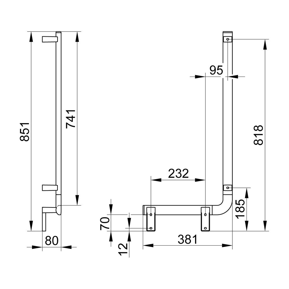 Keuco Axess Winkelgriff 90 Grad links, 400/800mm, mit 2x Befestigungsset 1, Silber e... KEUCO-35006170802 4017214902330 (Abb. 2)