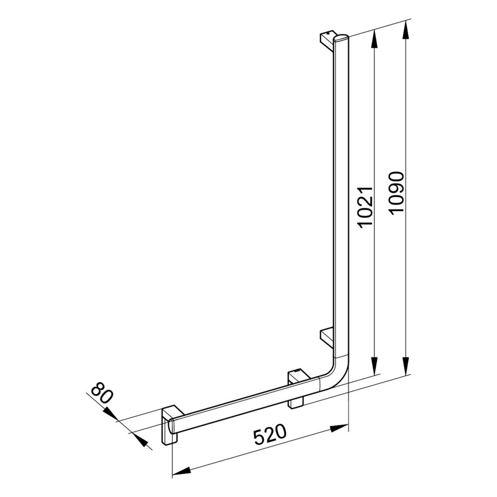 Keuco Axess Winkelgriff 90 Grad rechts, 520/1090mm, mit 2x Befestigungsset 1, Verchr... KEUCO-35006011001 4017214073573 (Abb. 3)