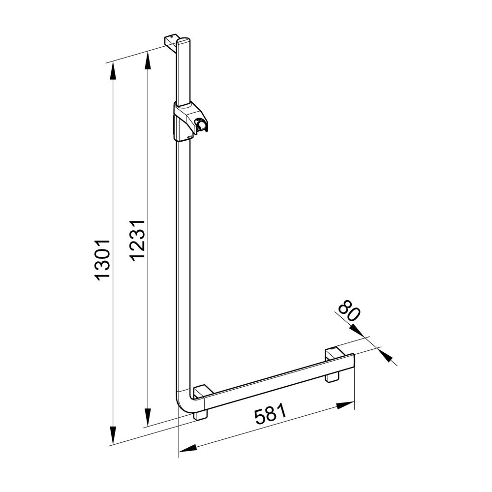Keuco Axess Winkelgriff 90 Grad links mit Brauseschieber, 600/1300mm, mit 2x Befesti... KEUCO-35006011302 4017214902378 (Abb. 4)