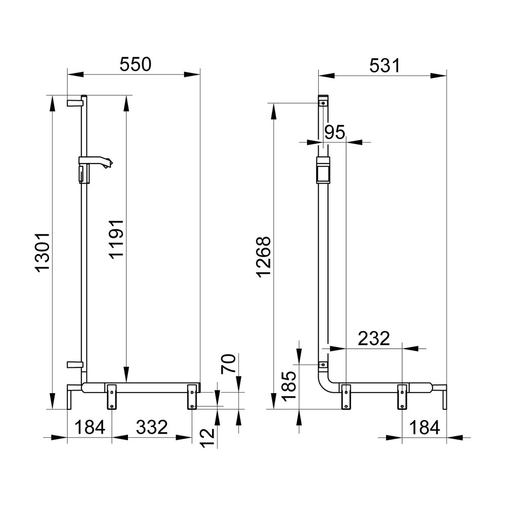 Keuco Axess Duschhandlauf mit Brausestange rechts, 550x531x1301mm, mit 3x Befestigun... KEUCO-35008376601 4017214902545 (Abb. 2)