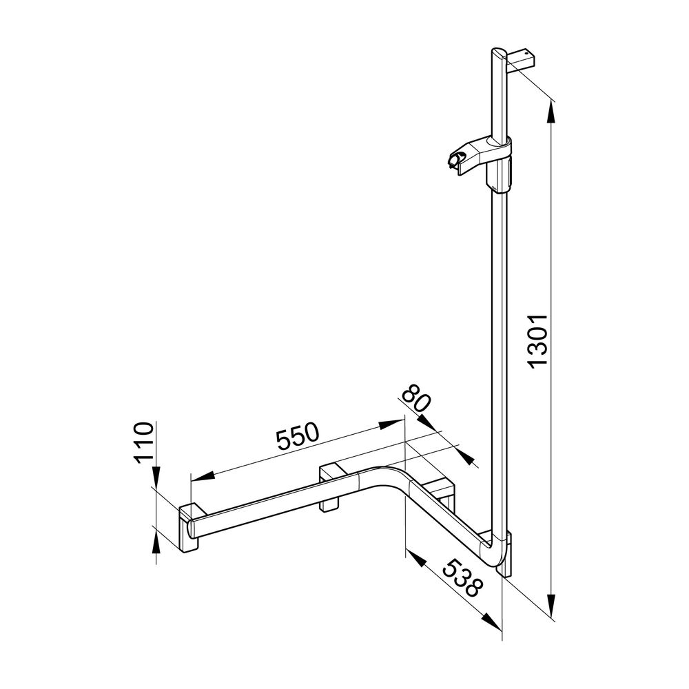 Keuco Axess Duschhandlauf mit Brausestange rechts, 550x531x1301mm, mit 3x Befestigun... KEUCO-35008376601 4017214902545 (Abb. 4)