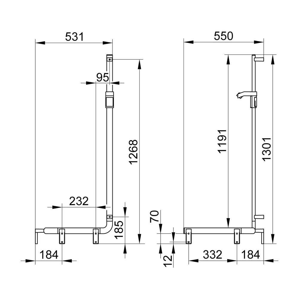 Keuco Axess Duschhandlauf mit Brausestange links, 550x550x1301mm, mit 3x Befestigung... KEUCO-35008016602 4017214902477 (Abb. 2)