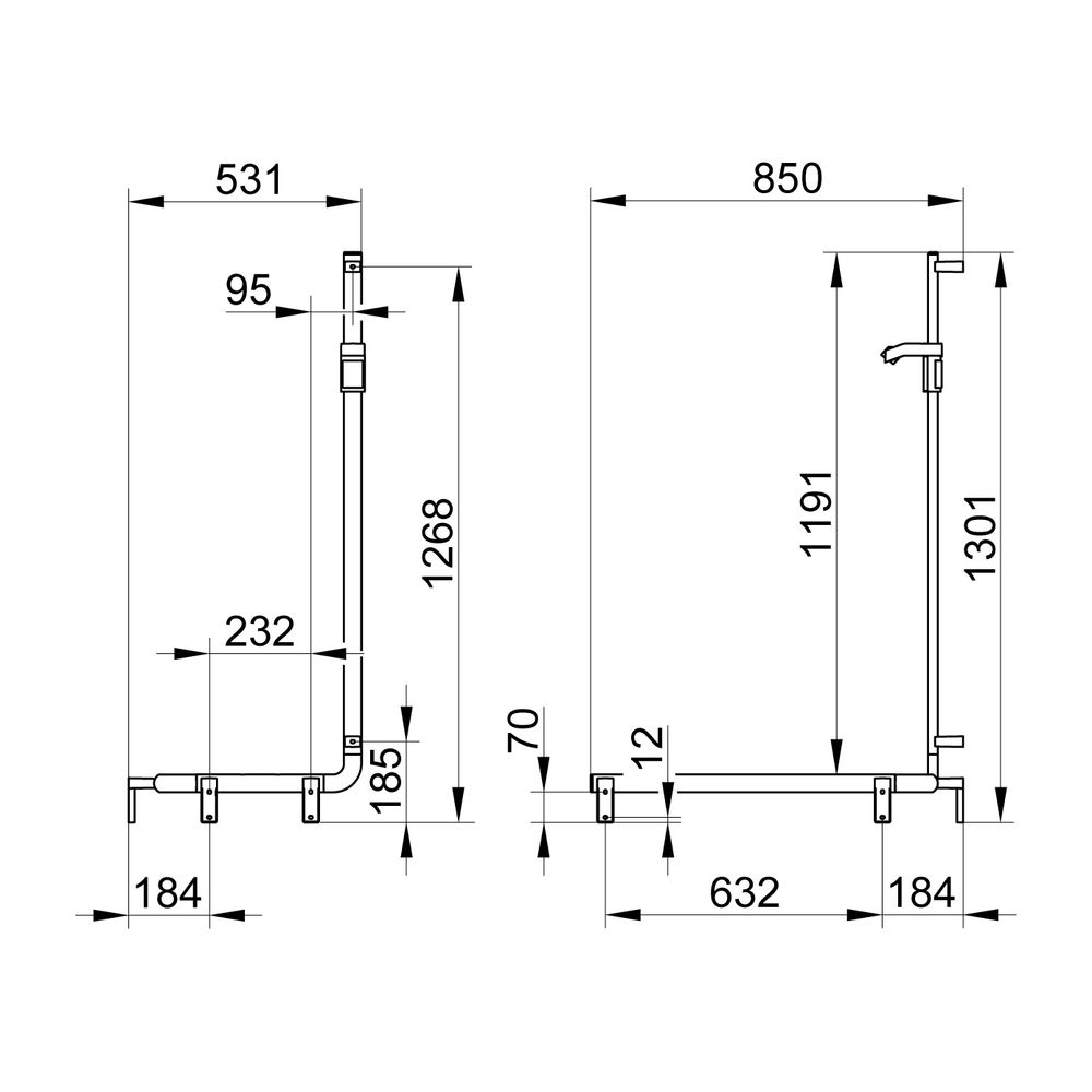Keuco Axess Duschhandlauf mit Brausestange links, 850x531x1301mm, mit 3x Befestigung... KEUCO-35008178602 4017214902538 (Abb. 2)