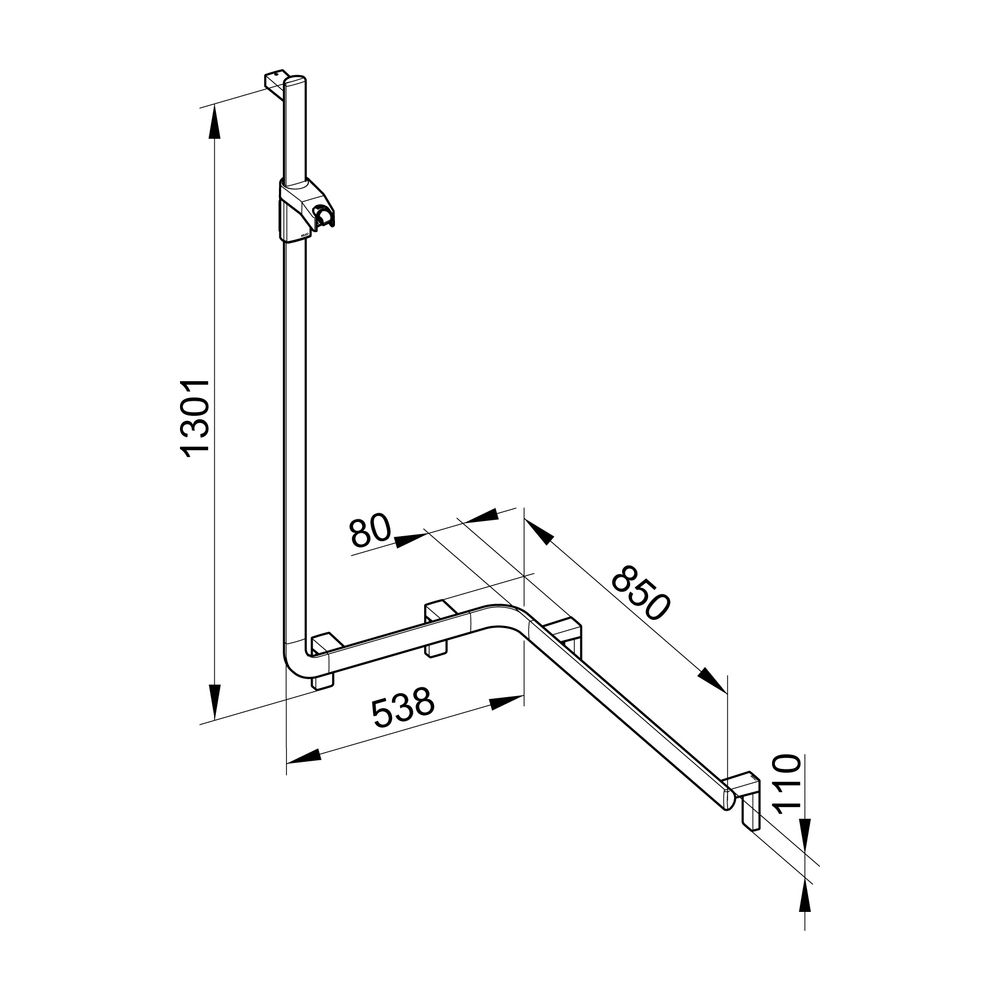 Keuco Axess Duschhandlauf mit Brausestange links, 850x531x1301mm, mit 3x Befestigung... KEUCO-35008178602 4017214902538 (Abb. 4)