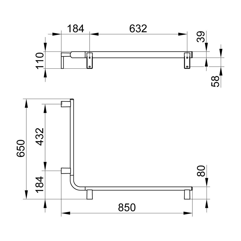 Keuco Axess Dusch- und Wannenhandlauf links, 800/600mm, mit 3x Befestigungsset 1, Ve... KEUCO-35011018602 4017214902910 (Abb. 2)