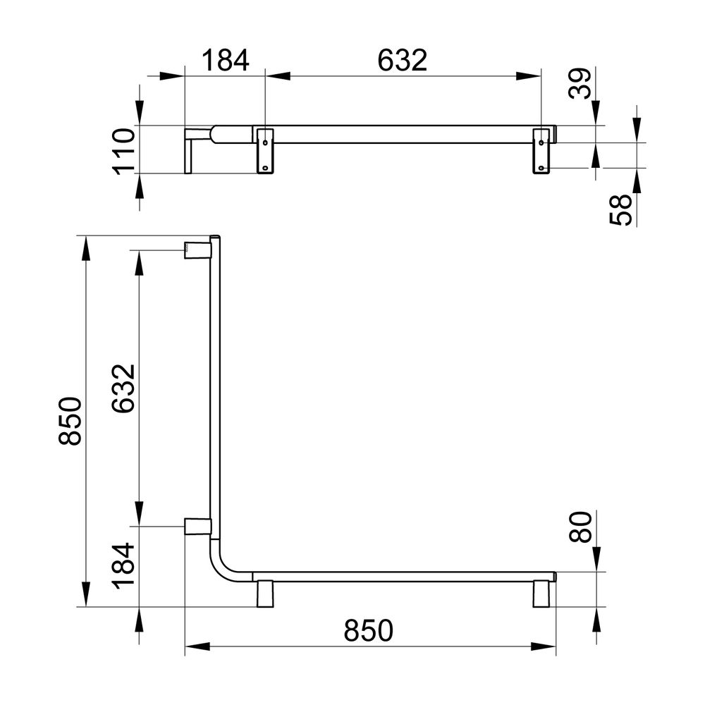 Keuco Axess Dusch- und Wannenhandlauf, 800/800mm, mit 3x Befestigungsset 1, Silber e... KEUCO-35011178800 4017214902446 (Abb. 2)