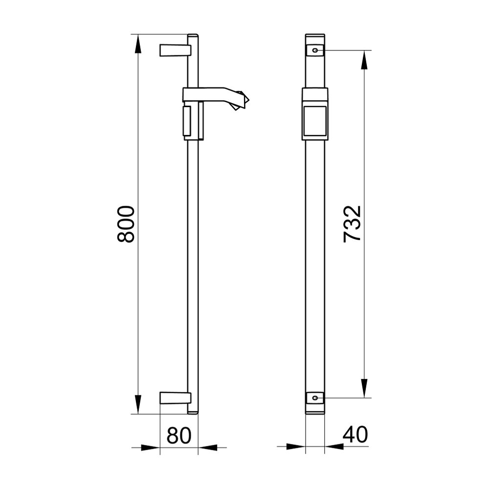 Keuco Axess Brausestange für Schläuche mit konischer Mutter, 800mm, mit Befestigungs... KEUCO-35012010800 4017214908370 (Abb. 2)
