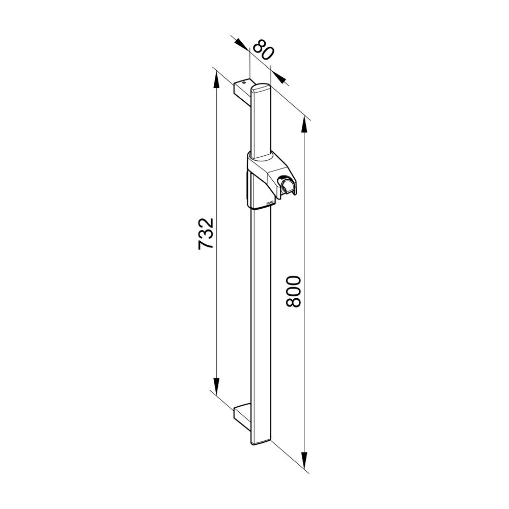 Keuco Axess Brausestange für Schläuche mit konischer Mutter, 800mm, mit Befestigungs... KEUCO-35012010800 4017214908370 (Abb. 4)