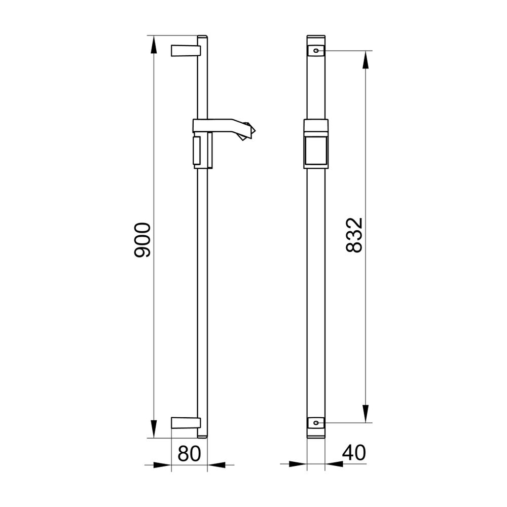 Keuco Axess Brausestange für Schläuche mit konischer Mutter, 900mm, mit Befestigungs... KEUCO-35012370900 4017214908424 (Abb. 2)