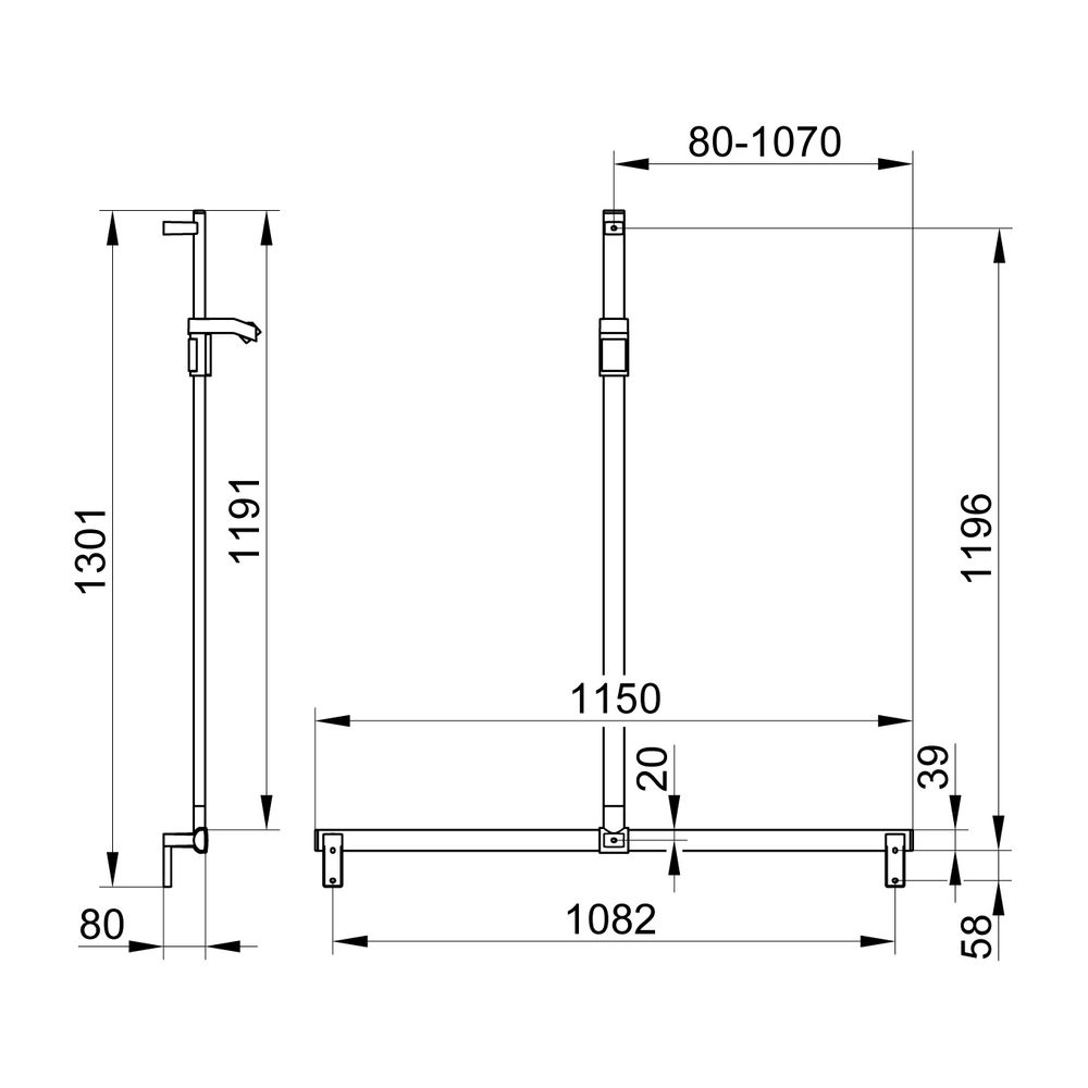 Keuco Axess Duschhandlauf mit Brausestange, 1150/1301mm, mit 2x Befestigungsset 1, S... KEUCO-35014371213 4017214902668 (Abb. 2)