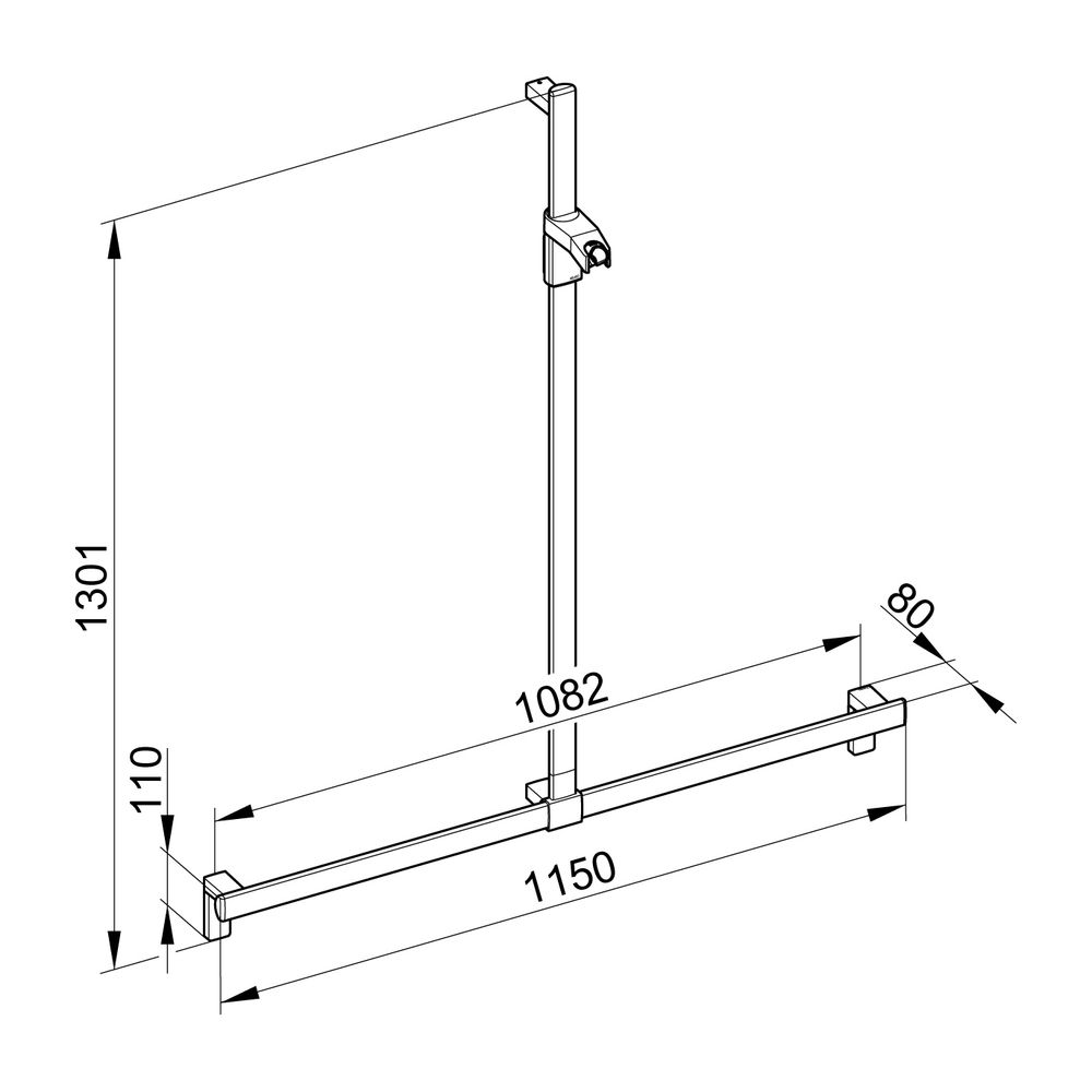 Keuco Axess Duschhandlauf mit Brausestange, 1150/1301mm, mit 2x Befestigungsset 1, S... KEUCO-35014371213 4017214902668 (Abb. 4)