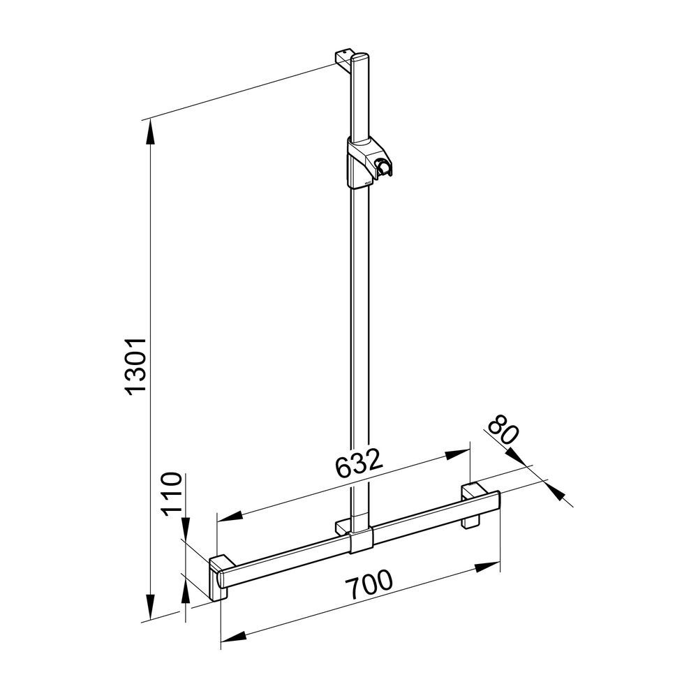 Keuco Axess Duschhandlauf mit Brausestange, 700/1301mm, mit 2x Befestigungsset 1, Sc... KEUCO-35014377013 4017214902644 (Abb. 4)