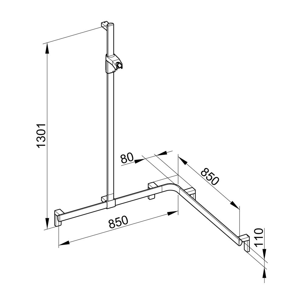 Keuco Axess Duschhandlauf mit Brausestange links, 850x850x1301mm, mit 4x Befestigung... KEUCO-35015010102 4017214902682 (Abb. 4)
