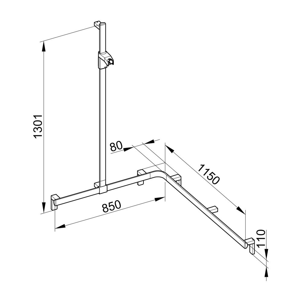 Keuco Axess Duschhandlauf mit Brausestange links, 850/1150/1301mm, mit 4x Befestigun... KEUCO-35015370202 4017214903061 (Abb. 4)