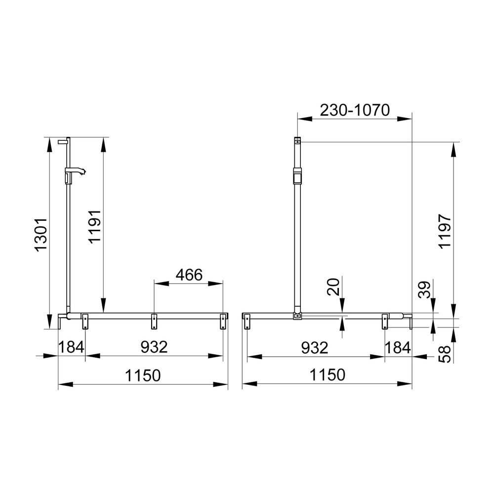 Keuco Axess Duschhandlauf mit Brausestange rechts, 1150x1150x1301mm, mit 4x Befestig... KEUCO-35015370401 4017214903092 (Abb. 2)