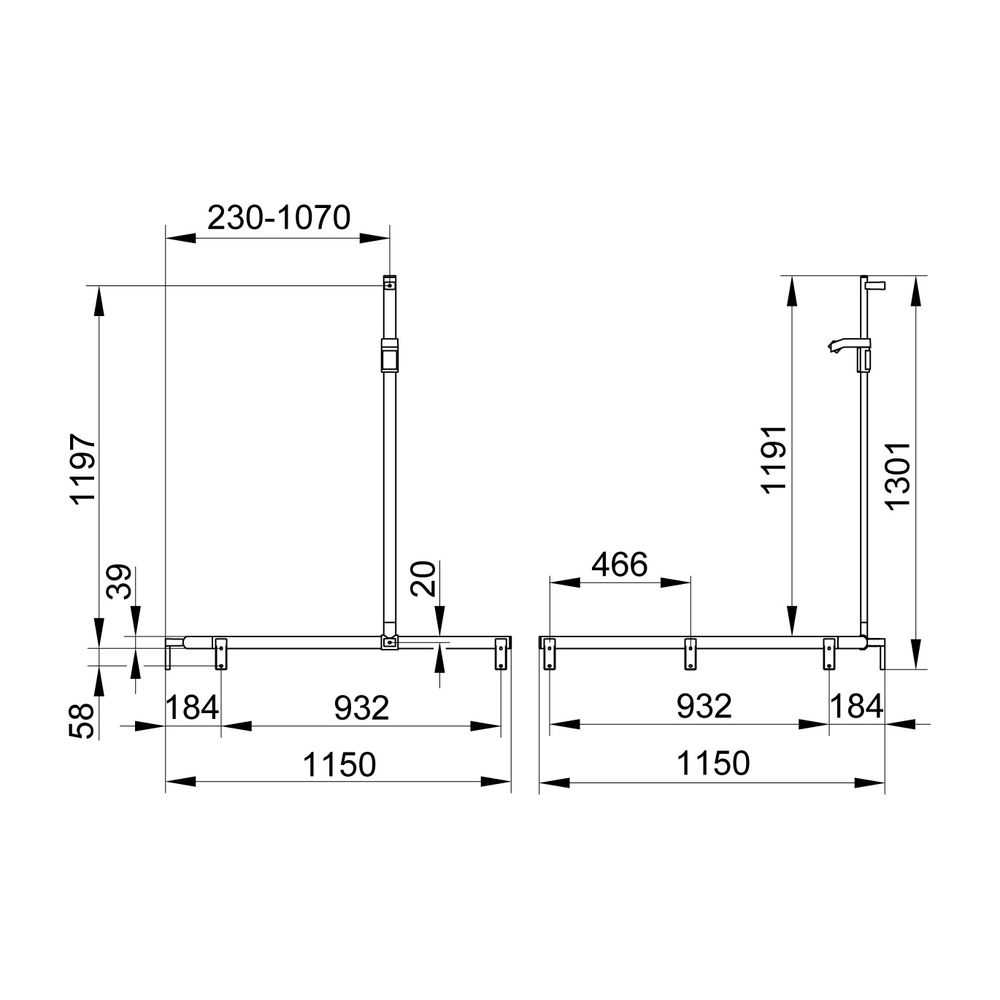 Keuco Axess Duschhandlauf mit Brausestange links, 1150x1150x1301mm, mit 4x Befestigu... KEUCO-35015010402 4017214902743 (Abb. 2)