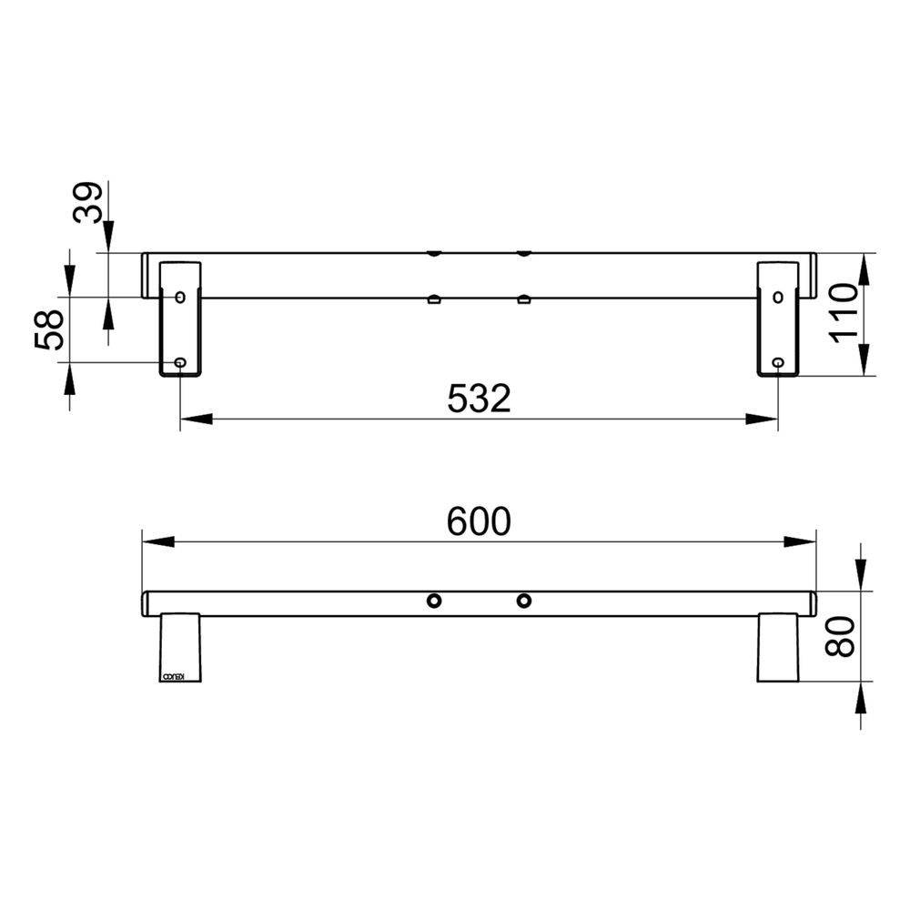 Keuco Wandstange für Rückenstütze universal, 600mm, Verchromt, 35179010600... KEUCO-35179010600 4017214939206 (Abb. 2)