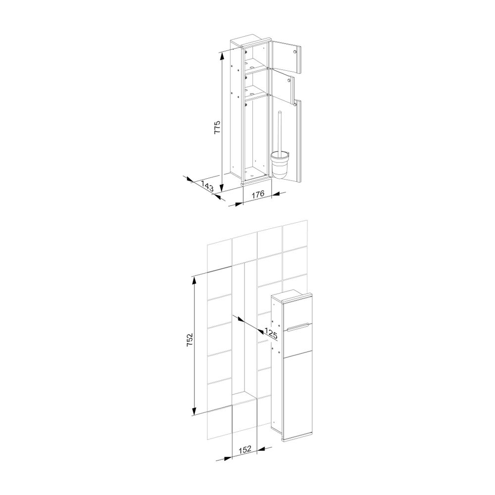 Keuco Plan Integral Modul WC 1, UP-Toilettenpapierhalter Anschlag links, 176x775x143... KEUCO-44964013701 4017214073658 (Abb. 2)