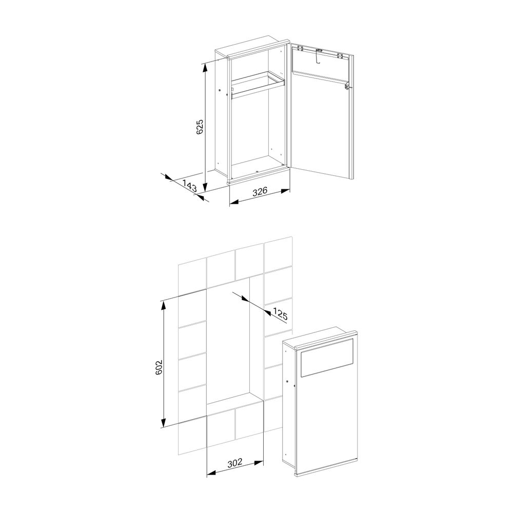 Keuco Plan Integral Modul-Waschtisch 1, UP-Abfallbehälter 15L, Anschlag rechts, Stah... KEUCO-44988015102 4017214219087 (Abb. 2)