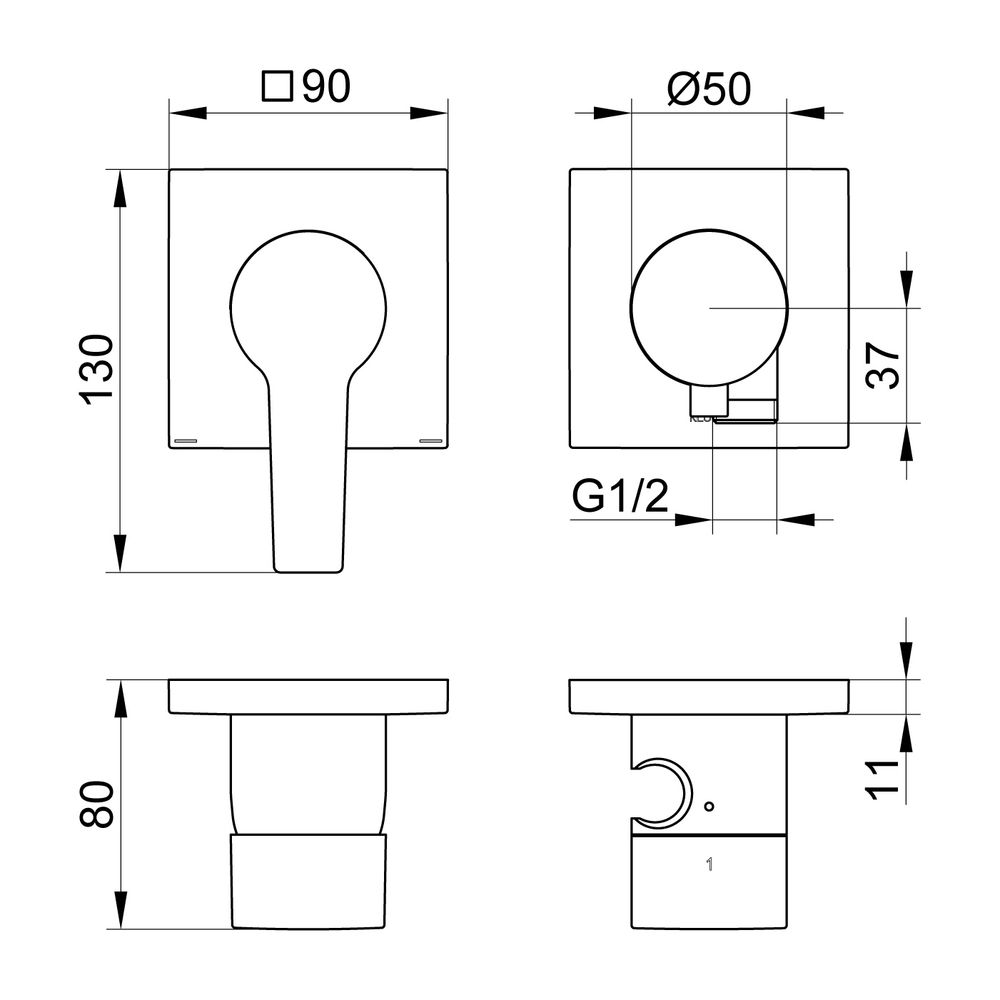 Keuco Edition 11 Einhebelmischer-Set Unterputz 2-Wege mit Schlauchanschluss und Brau... KEUCO-51151011222 4017214940035 (Abb. 2)