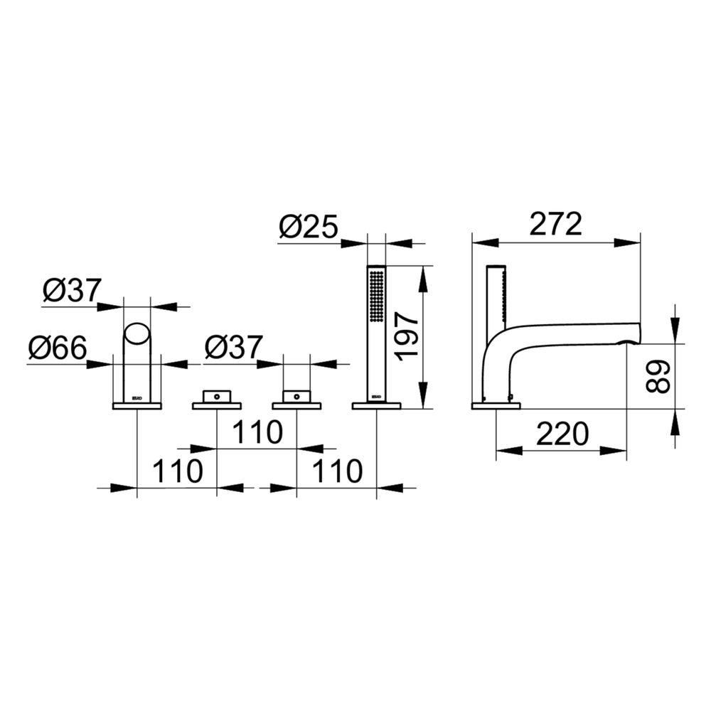 Keuco Edition 400 Wannenmischer Wannenrand 4-Loch, Ausladung 220mm, Edelstahl-finish... KEUCO-51530060200 4017214252770 (Abb. 2)