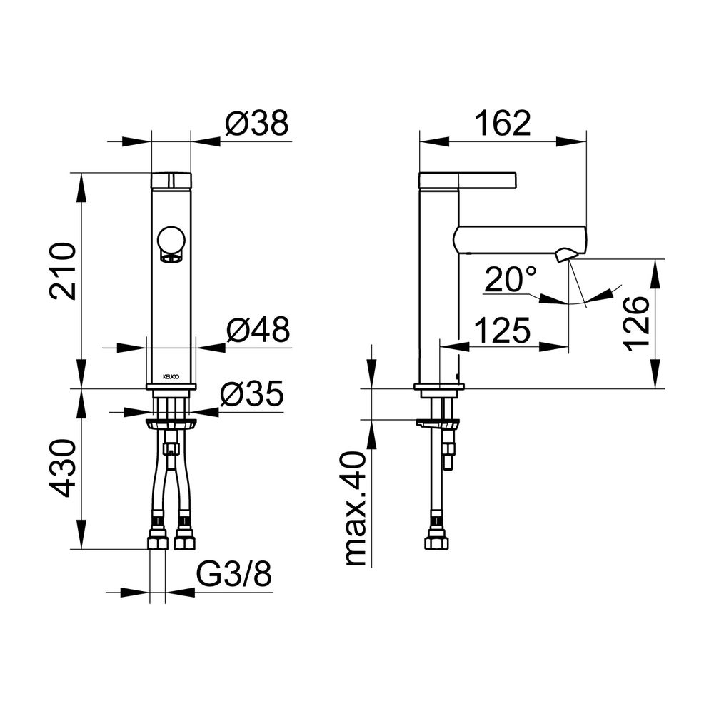 Keuco Ixmo Pure Einhebel-Waschtischmischer 130, Ausladung 125mm, ohne Zugstangen-Abl... KEUCO-59501011101 4017214938742 (Abb. 2)