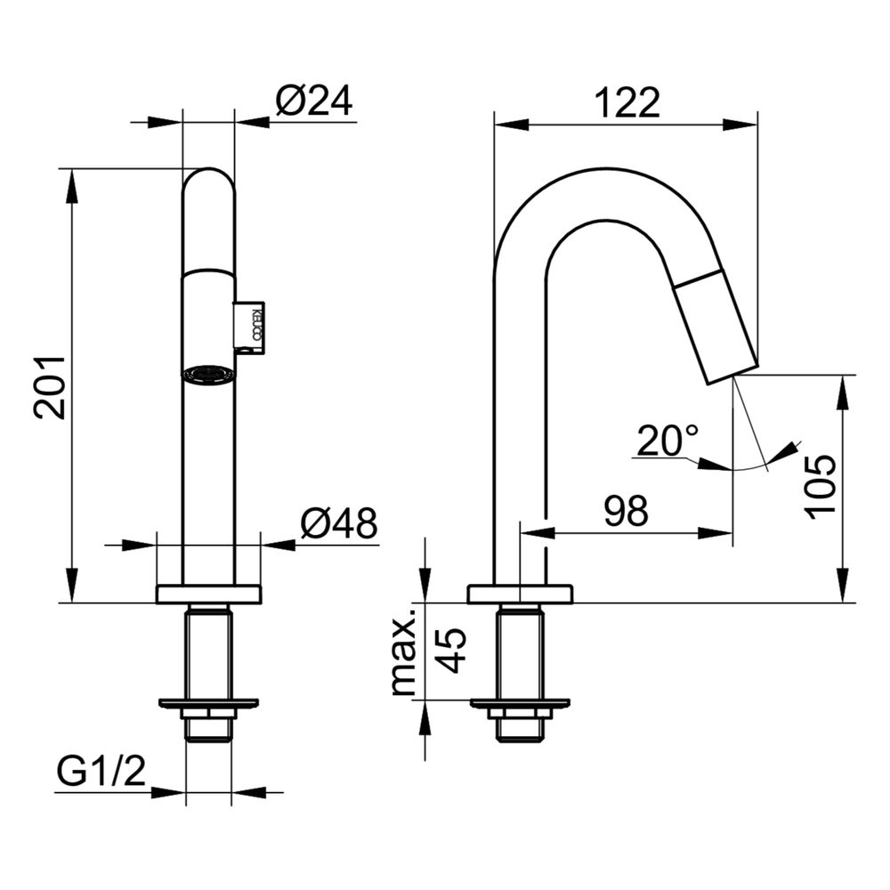 Keuco Ixmo Pure Standventil 110 ohne Zugstangen-Ablaufgarnitur, Einlochmontage, Schw... KEUCO-59508372101 4017214082469 (Abb. 2)