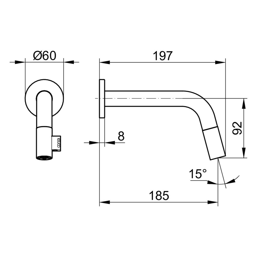 Keuco Ixmo Unterputz-Wandauslaufventil, Rosette rund, Ausladung 185mm, G 1/2", Durch... KEUCO-59518370201 4017214082490 (Abb. 2)