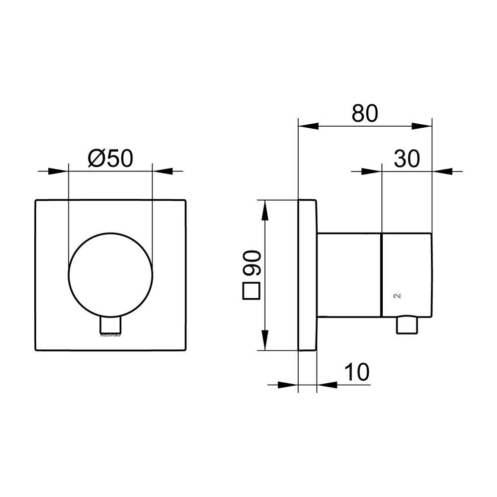 KEUCO 3-Wege Umstellventil UP DN15 IXMO 59548 Comfort, eck. sw... KEUCO-59548371002 4017214897490 (Abb. 2)