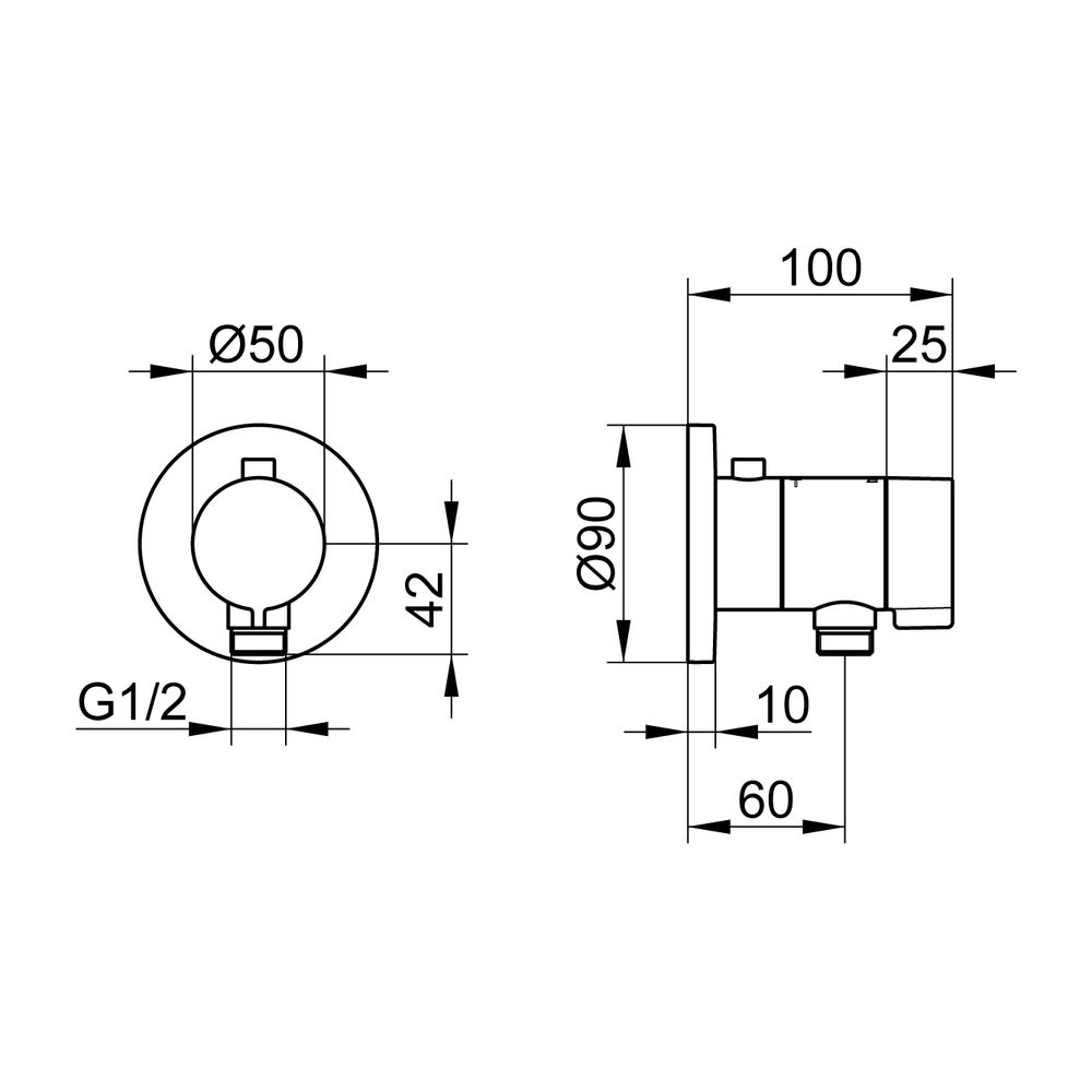 Keuco Ixmo Thermostat-Brausearmatur UP mit Schlauchanschl., Rosette rund, Sperre 38 ... KEUCO-59554370001 4017214897285 (Abb. 2)