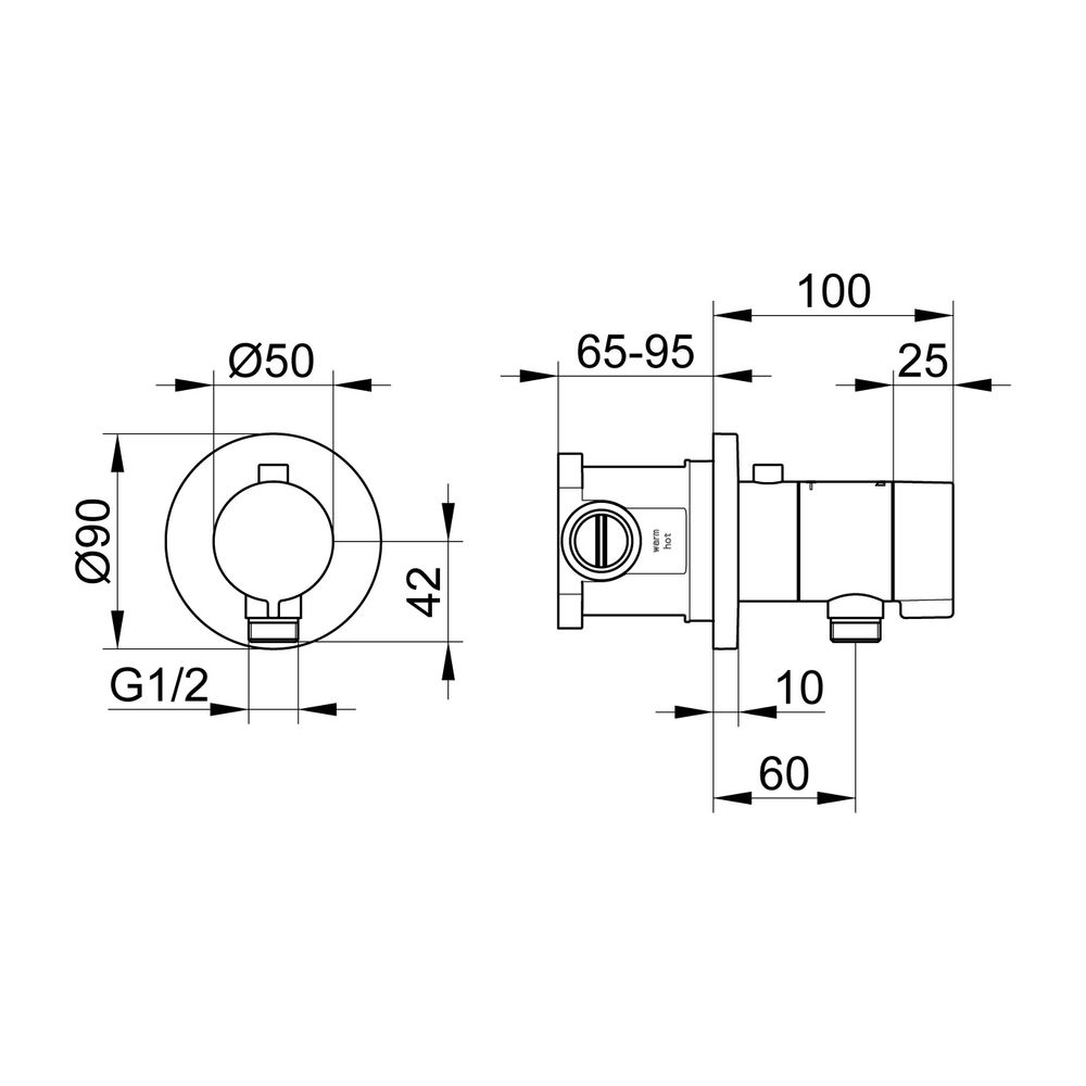 Keuco Ixmo Thermostat-Brausearmatur-Set Unterputz mit Schlauchanschluss, Rosette run... KEUCO-59554010021 4017214660230 (Abb. 2)